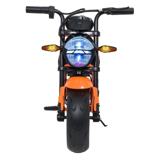 JOKO Elektrická motorka SUPERMOTO 300W 24V, kožené sedadlo, penové kolesá, nosnosť 50kg, oranžová