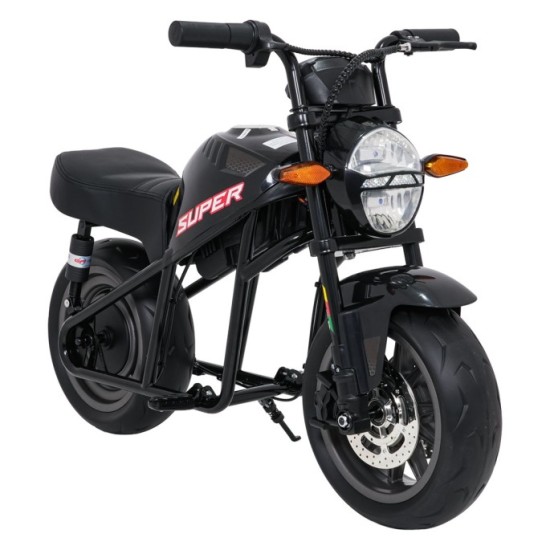 JOKO Elektrická motorka SUPERMOTO 300W 24V, kožené sedadlo, penové kolesá, nosnosť 50kg, čierna