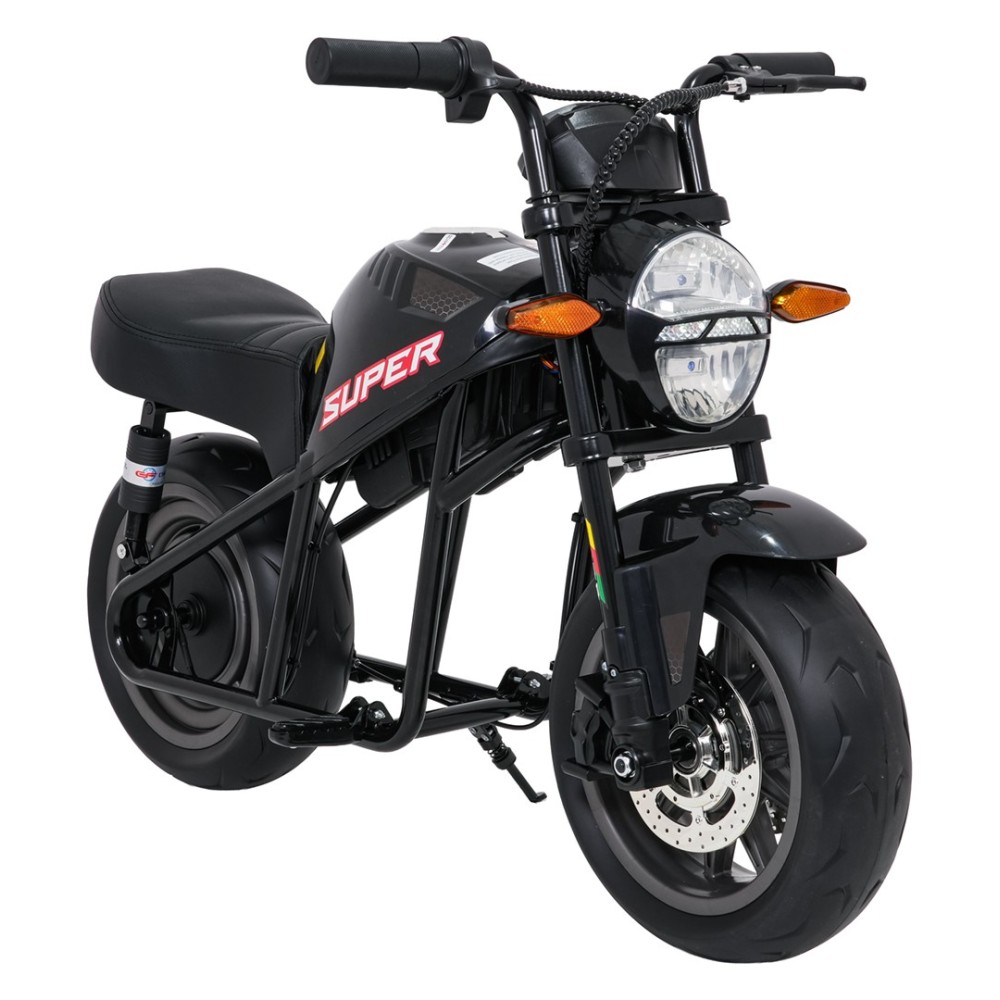 JOKO Elektrická motorka SUPERMOTO 300W 24V, kožené sedadlo, penové kolesá, nosnosť 50kg, čierna