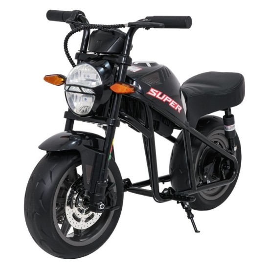 JOKO Elektrická motorka SUPERMOTO 300W 24V, kožené sedadlo, penové kolesá, nosnosť 50kg, čierna