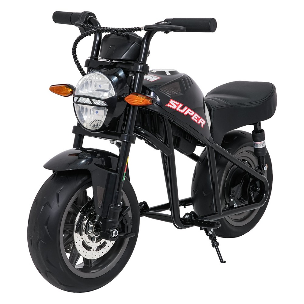 JOKO Elektrická motorka SUPERMOTO 300W 24V, kožené sedadlo, penové kolesá, nosnosť 50kg, čierna