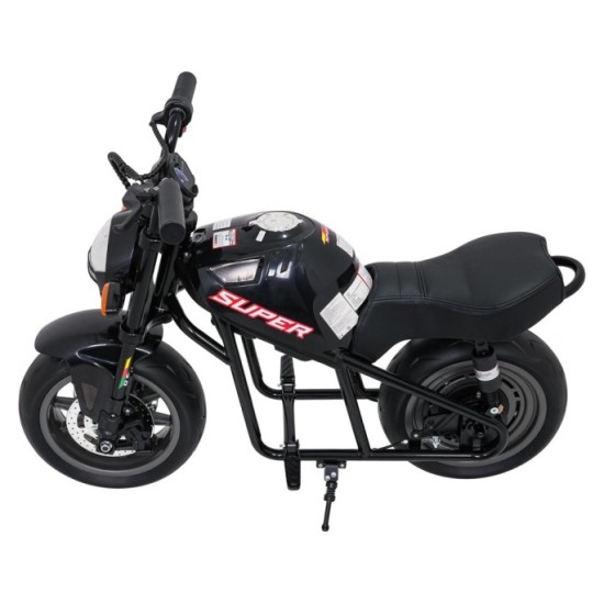 JOKO Elektrická motorka SUPERMOTO 300W 24V, kožené sedadlo, penové kolesá, nosnosť 50kg, čierna