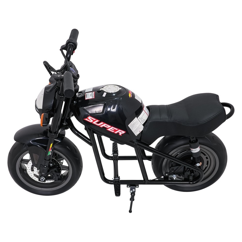 JOKO Elektrická motorka SUPERMOTO 300W 24V, kožené sedadlo, penové kolesá, nosnosť 50kg, čierna