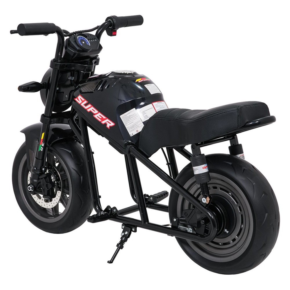 JOKO Elektrická motorka SUPERMOTO 300W 24V, kožené sedadlo, penové kolesá, nosnosť 50kg, čierna