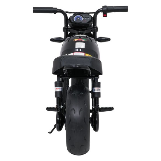 JOKO Elektrická motorka SUPERMOTO 300W 24V, kožené sedadlo, penové kolesá, nosnosť 50kg, čierna