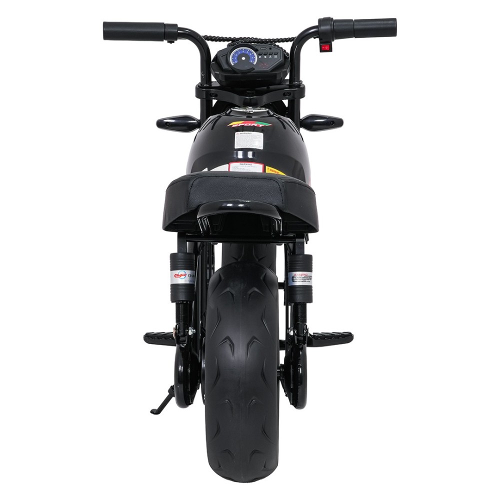 JOKO Elektrická motorka SUPERMOTO 300W 24V, kožené sedadlo, penové kolesá, nosnosť 50kg, čierna