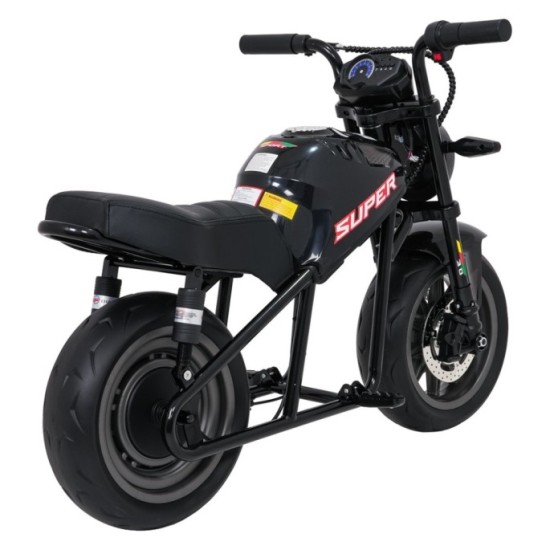 JOKO Elektrická motorka SUPERMOTO 300W 24V, kožené sedadlo, penové kolesá, nosnosť 50kg, čierna