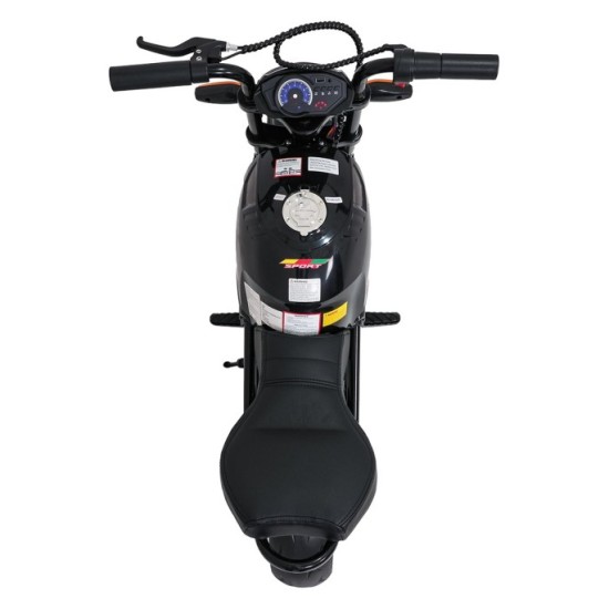 JOKO Elektrická motorka SUPERMOTO 300W 24V, kožené sedadlo, penové kolesá, nosnosť 50kg, čierna