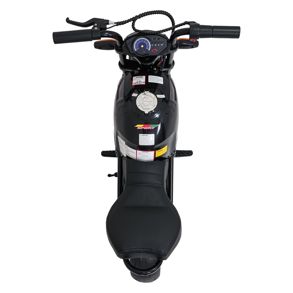 JOKO Elektrická motorka SUPERMOTO 300W 24V, kožené sedadlo, penové kolesá, nosnosť 50kg, čierna