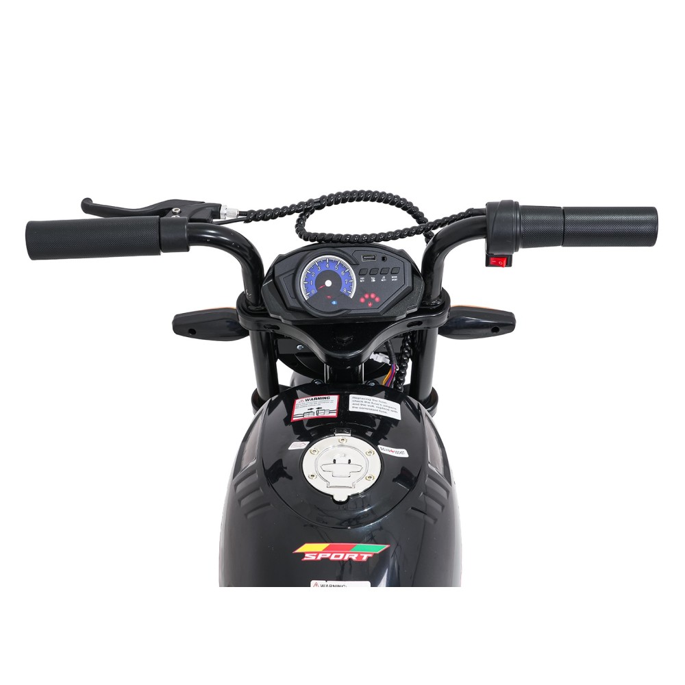 JOKO Elektrická motorka SUPERMOTO 300W 24V, kožené sedadlo, penové kolesá, nosnosť 50kg, čierna
