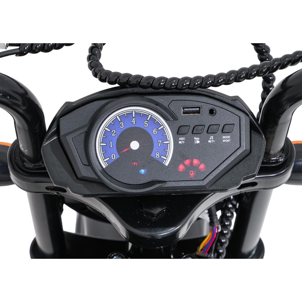 JOKO Elektrická motorka SUPERMOTO 300W 24V, kožené sedadlo, penové kolesá, nosnosť 50kg, čierna