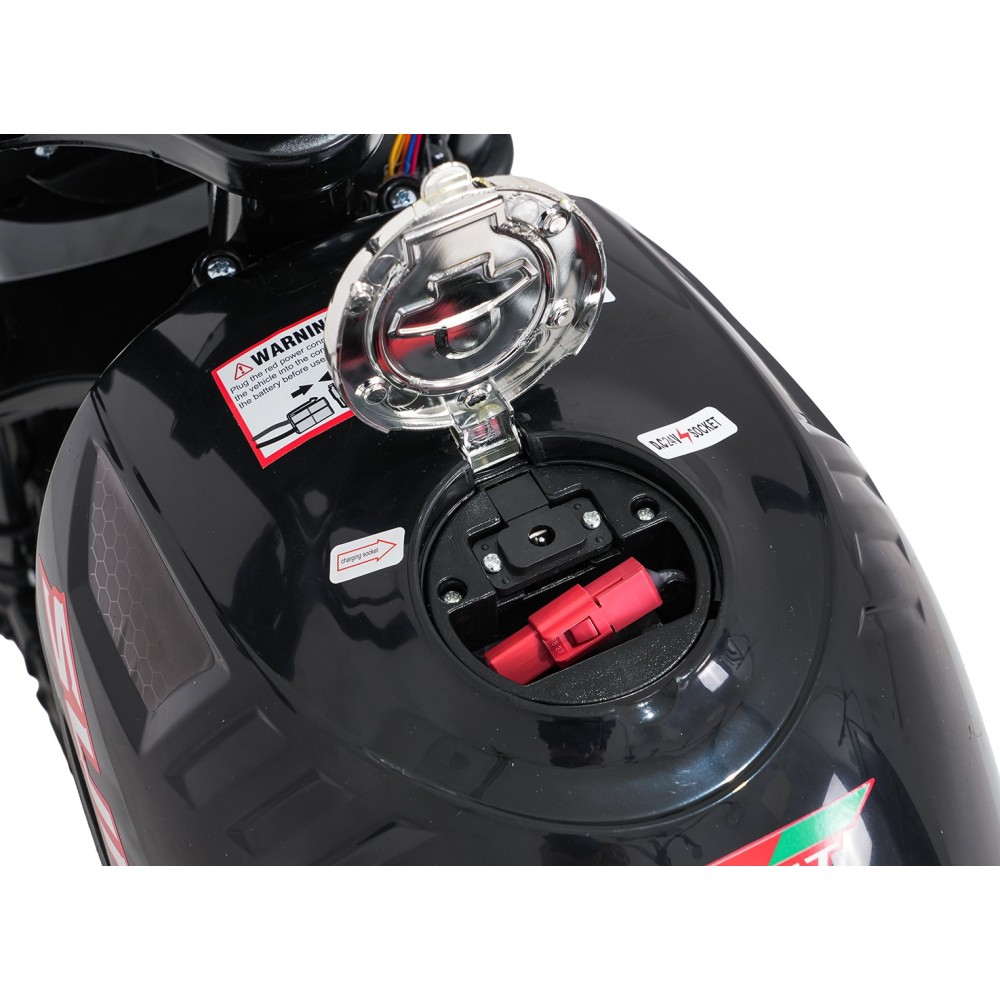 JOKO Elektrická motorka SUPERMOTO 300W 24V, kožené sedadlo, penové kolesá, nosnosť 50kg, čierna