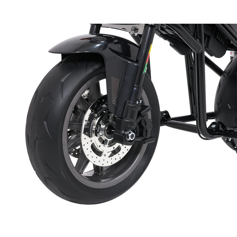 JOKO Elektrická motorka SUPERMOTO 300W 24V, kožené sedadlo, penové kolesá, nosnosť 50kg, čierna