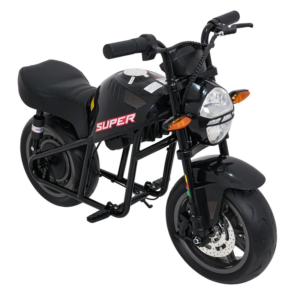 JOKO Elektrická motorka SUPERMOTO 300W 24V, kožené sedadlo, penové kolesá, nosnosť 50kg, čierna
