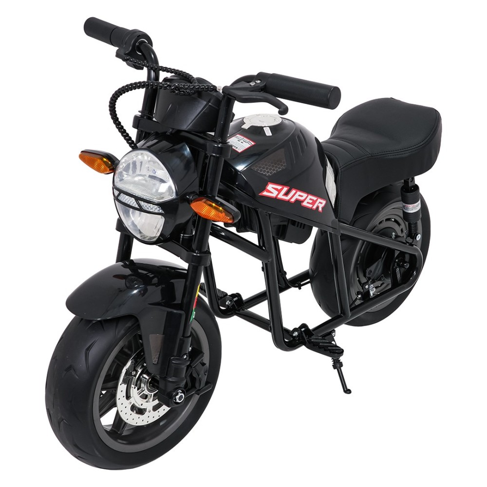 JOKO Elektrická motorka SUPERMOTO 300W 24V, kožené sedadlo, penové kolesá, nosnosť 50kg, čierna