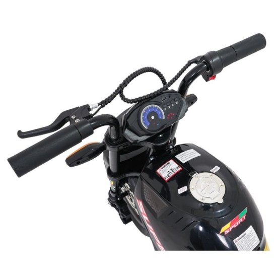 JOKO Elektrická motorka SUPERMOTO 300W 24V, kožené sedadlo, penové kolesá, nosnosť 50kg, čierna