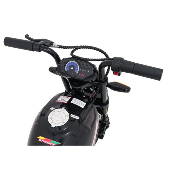 JOKO Elektrická motorka SUPERMOTO 300W 24V, kožené sedadlo, penové kolesá, nosnosť 50kg, čierna