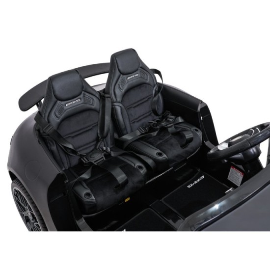 JOKO Mercedes Benz GT63 AMG 4x200W, Dvojmiestne Kožené sedadlo, nosnosť 90kg, penové kolesá, čierne