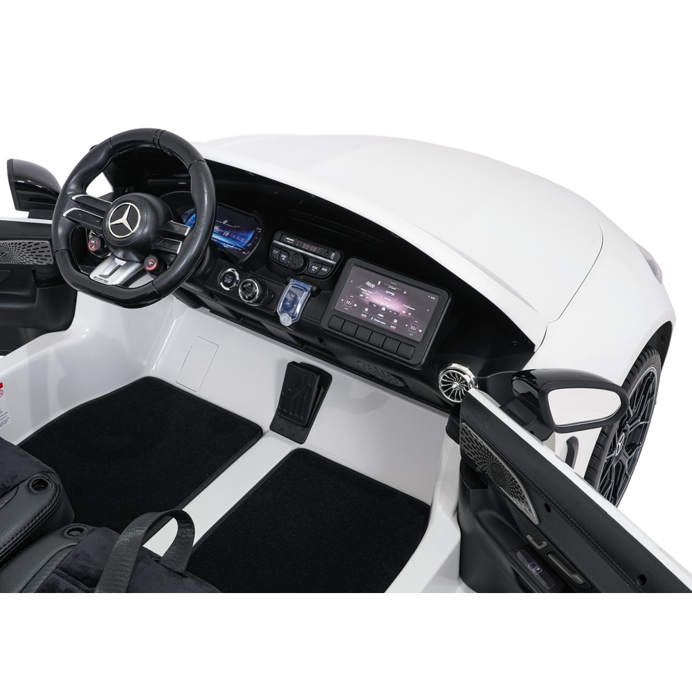 JOKO Mercedes Benz GT63 AMG 4x200W, Dvojmiestne Kožené sedadlo, nosnosť 90kg, penové kolesá, biele