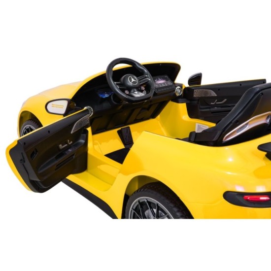 JOKO Mercedes Benz GT63 AMG 4x200W, Dvojmiestne Kožené sedadlo, nosnosť 90kg, penové kolesá, žlté