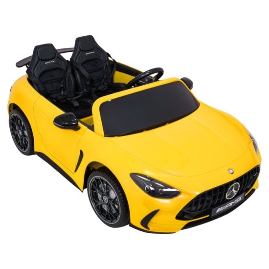 JOKO Mercedes Benz GT63 AMG 4x200W, Dvojmiestne Kožené sedadlo, nosnosť 90kg, penové kolesá, žlté