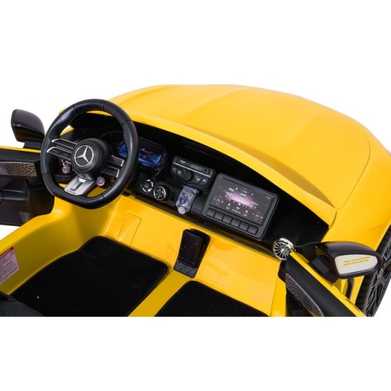 JOKO Mercedes Benz GT63 AMG 4x200W, Dvojmiestne Kožené sedadlo, nosnosť 90kg, penové kolesá, žlté
