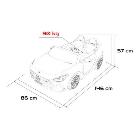 JOKO Mercedes Benz GT63 AMG 4x200W, Dvojmiestne Kožené sedadlo, nosnosť 90kg, penové kolesá, žlté
