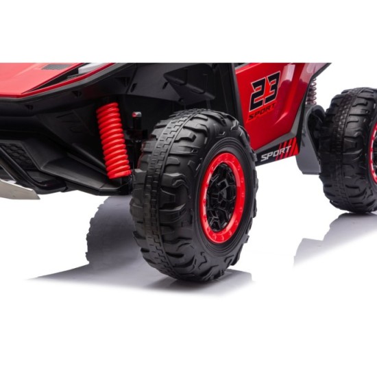 JOKO Elektrické autíčko Buggy TURBO 4x200W 24V, penové kolesá, kožené sedadlo, nosnosť 50kg, červené