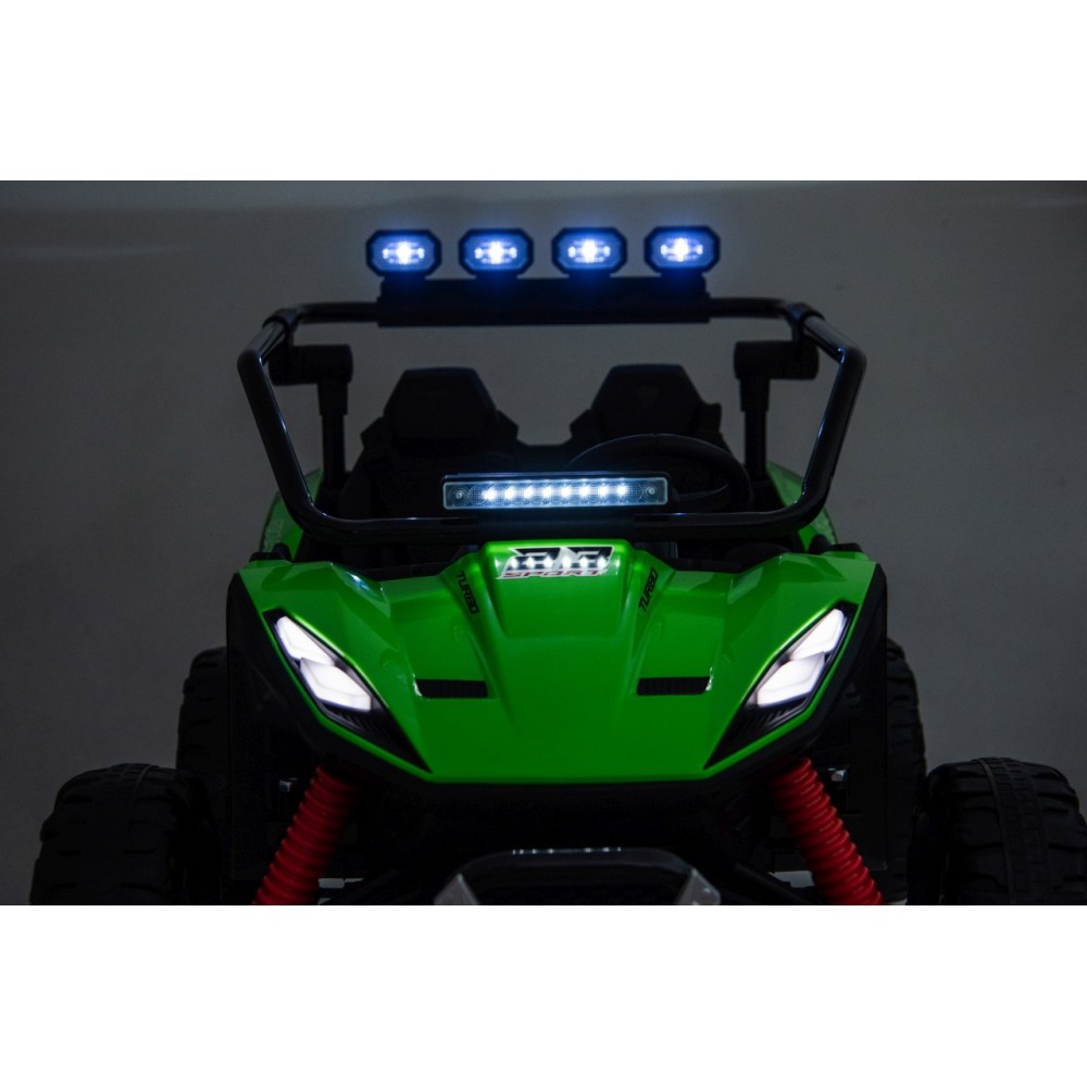 JOKO Elektrické autíčko Buggy TURBO 4x200W 24V, penové kolesá, kožené sedadlo, nosnosť 50kg, zelené