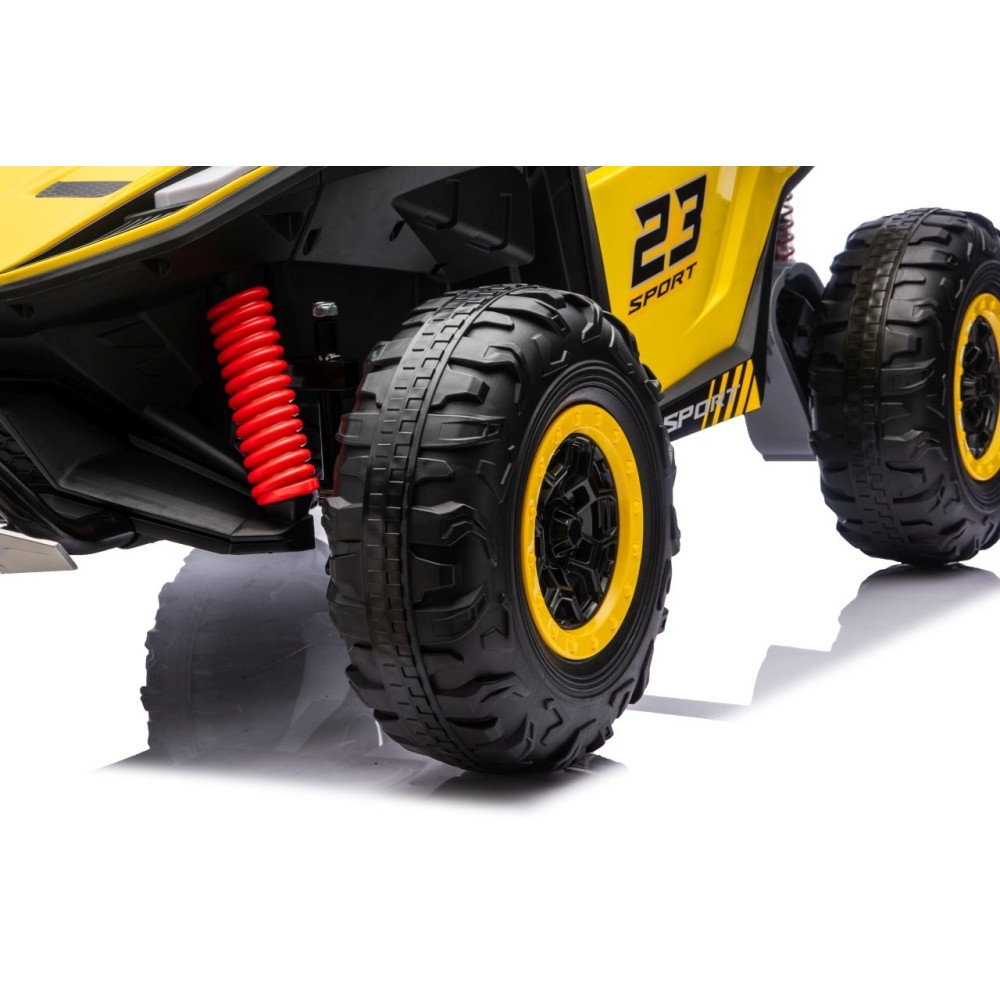 JOKO Elektrické autíčko Buggy TURBO 4x200W 24V, penové kolesá, kožené sedadlo, nosnosť 50kg, žlté