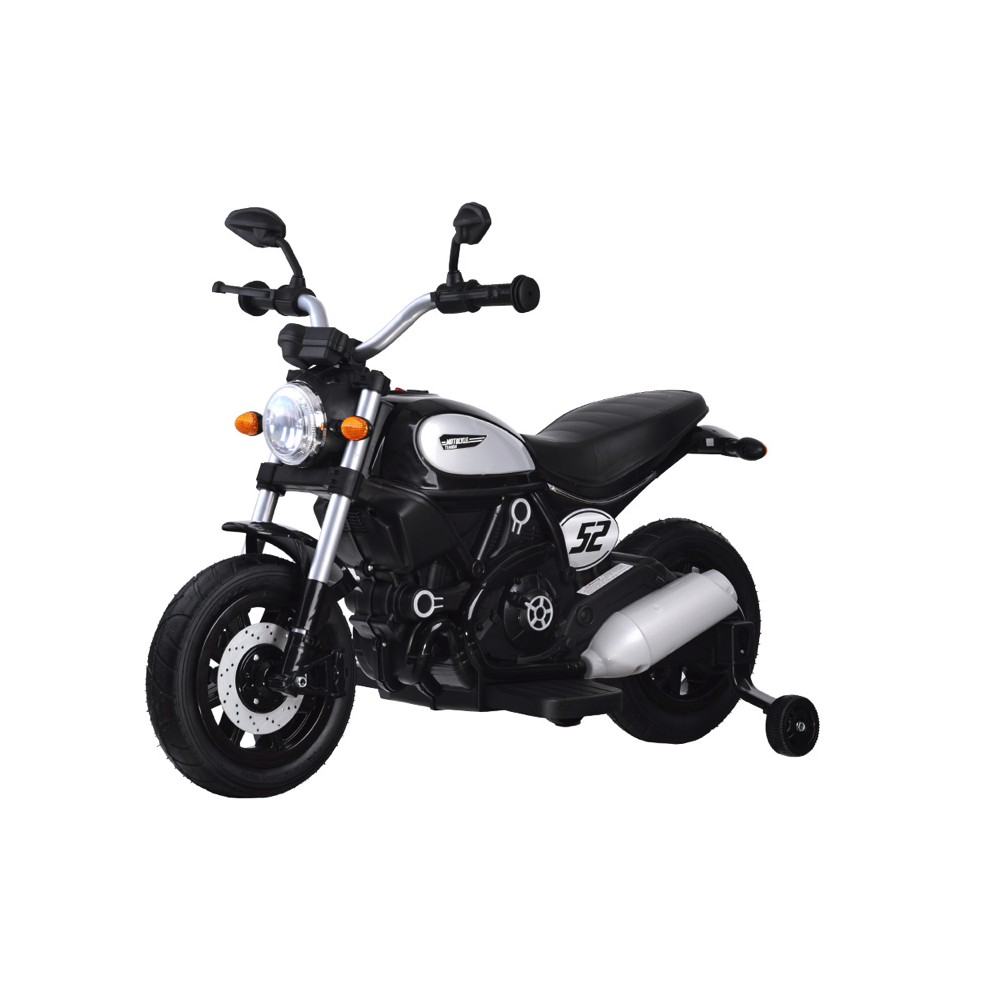 JOKO Elektrická motorka s nafukovacími kolesami Street Bob, MP3, USB, čierna