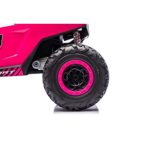 JOKO Elektrické autíčko Buggy TURBO 4x200W 24V, penové kolesá, kožené sedadlo, nosnosť 50kg, ružové