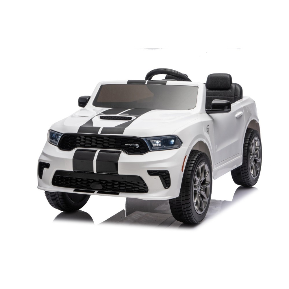 JOKO Elektrické autíčko Dodge Durango, penové kolesá, kožené sedadlo, biele