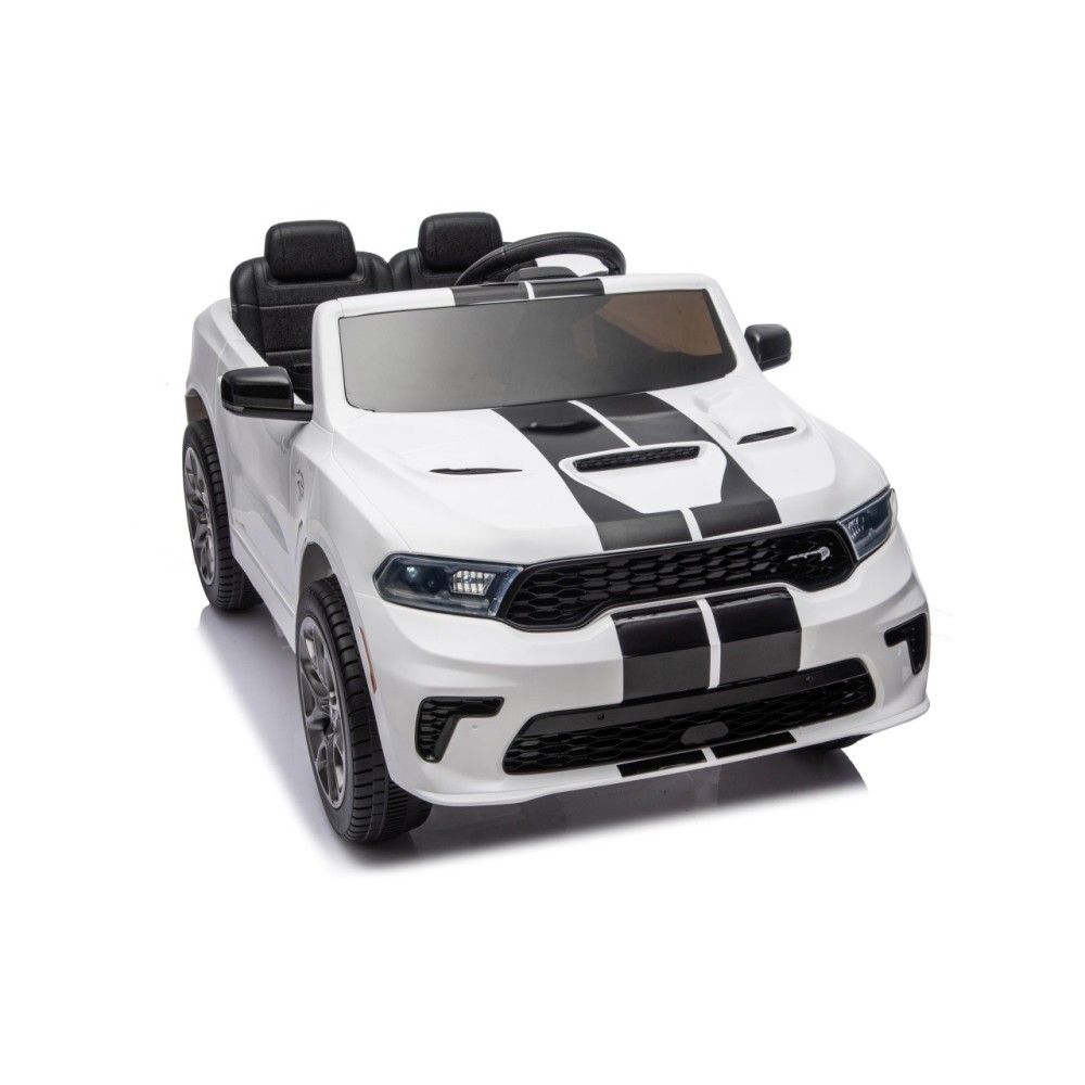 JOKO Elektrické autíčko Dodge Durango, penové kolesá, kožené sedadlo, biele