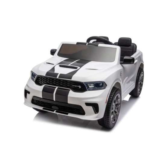 JOKO Elektrické autíčko Dodge Durango, penové kolesá, kožené sedadlo, biele