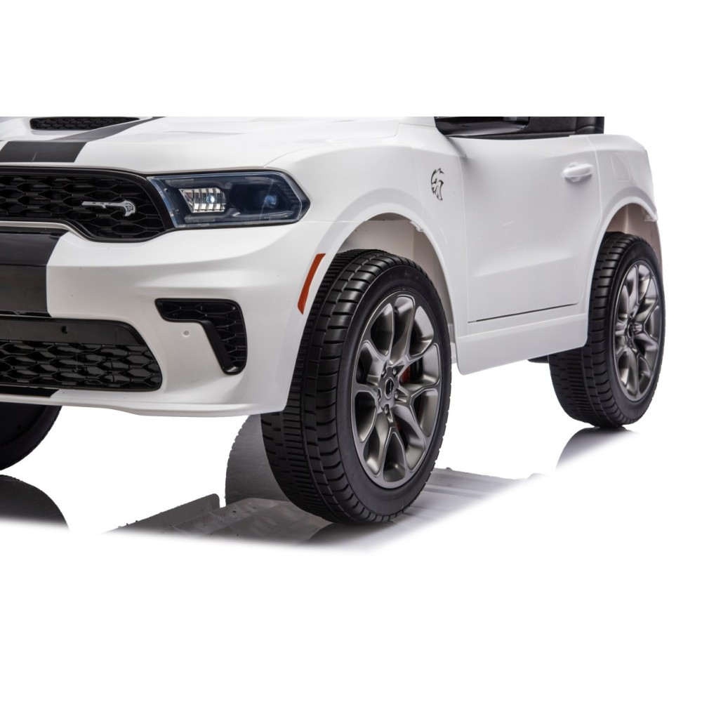 JOKO Elektrické autíčko Dodge Durango, penové kolesá, kožené sedadlo, biele
