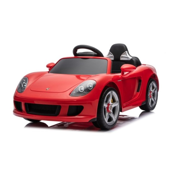 JOKO Elektrické autíčko Porsche 911 Carrera, penové kolesá, kožené sedadlo, červené