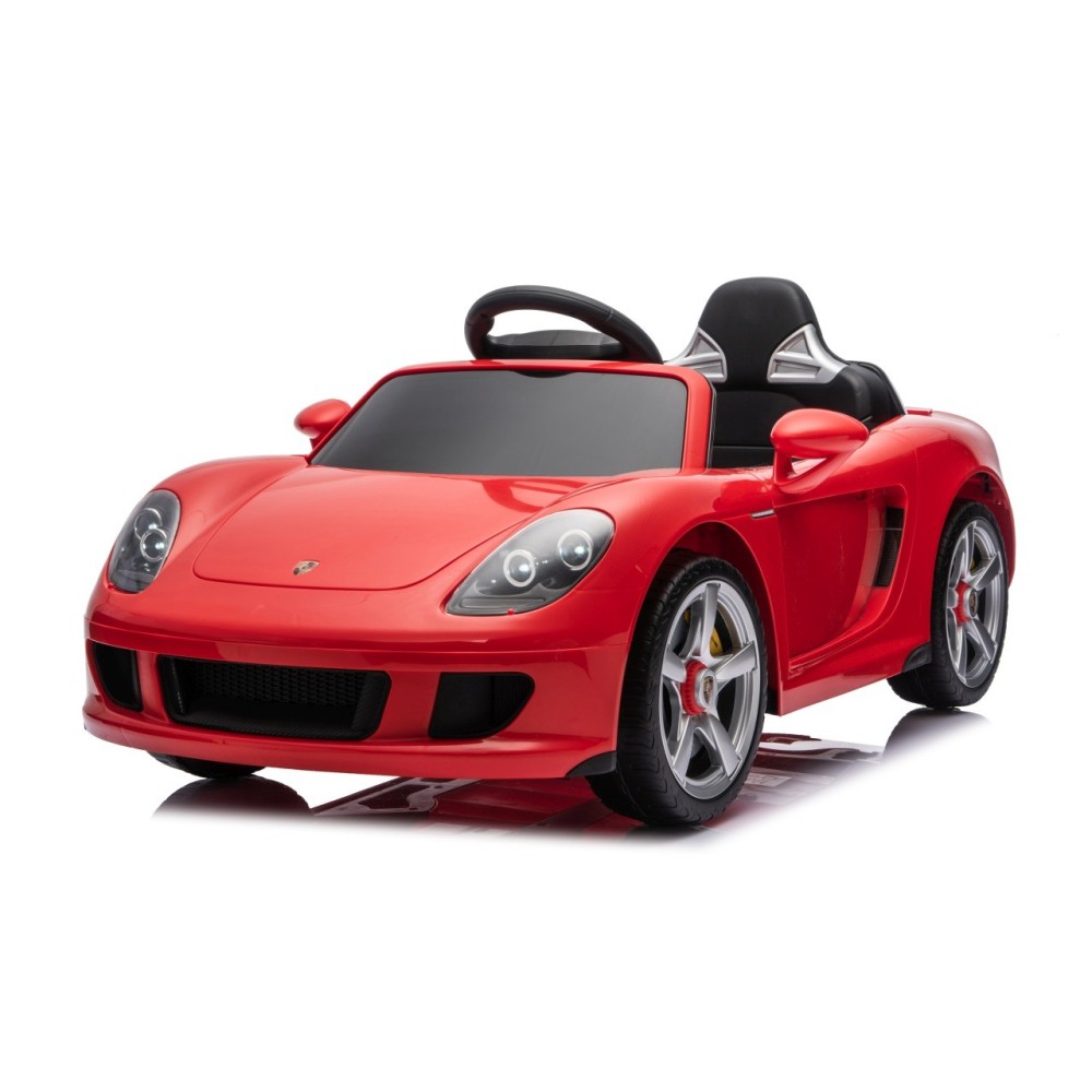 JOKO Elektrické autíčko Porsche 911 Carrera, penové kolesá, kožené sedadlo, červené