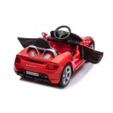 JOKO Elektrické autíčko Porsche 911 Carrera, penové kolesá, kožené sedadlo, červené