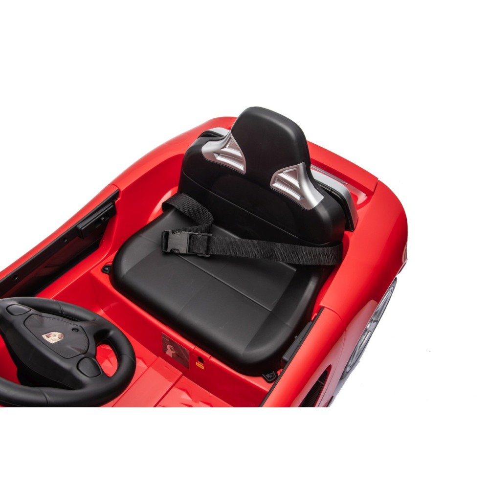 JOKO Elektrické autíčko Porsche 911 Carrera, penové kolesá, kožené sedadlo, červené