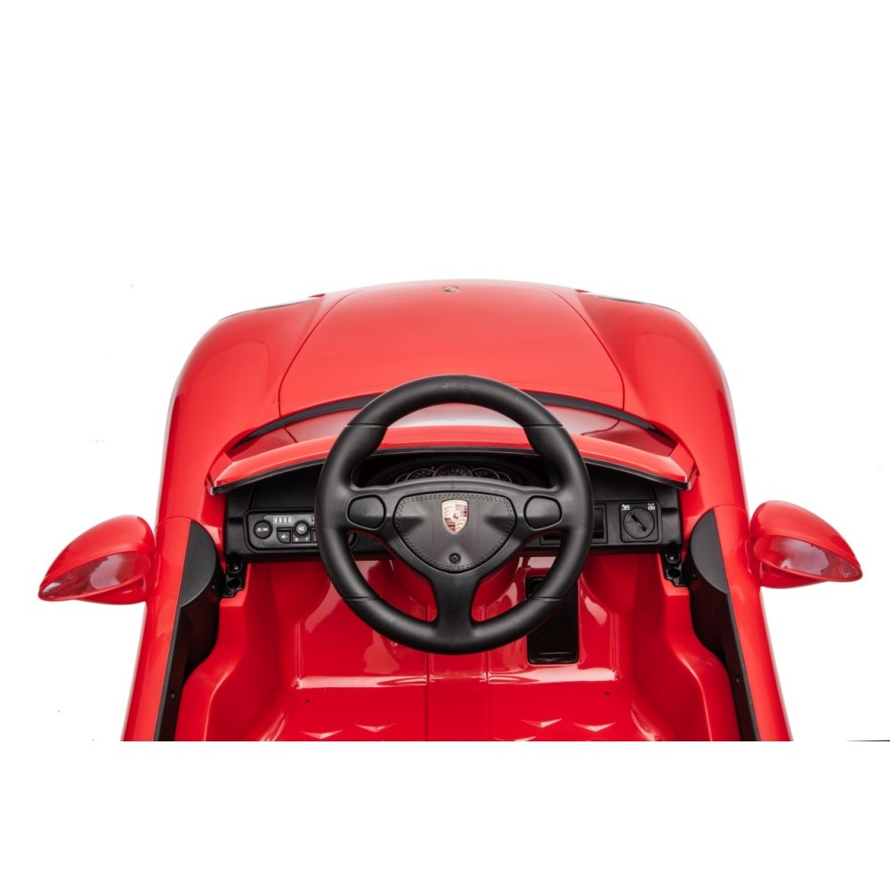 JOKO Elektrické autíčko Porsche 911 Carrera, penové kolesá, kožené sedadlo, červené