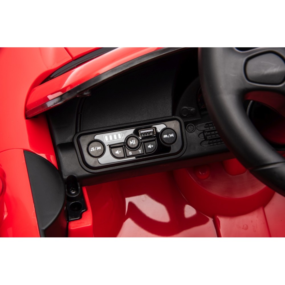 JOKO Elektrické autíčko Porsche 911 Carrera, penové kolesá, kožené sedadlo, červené