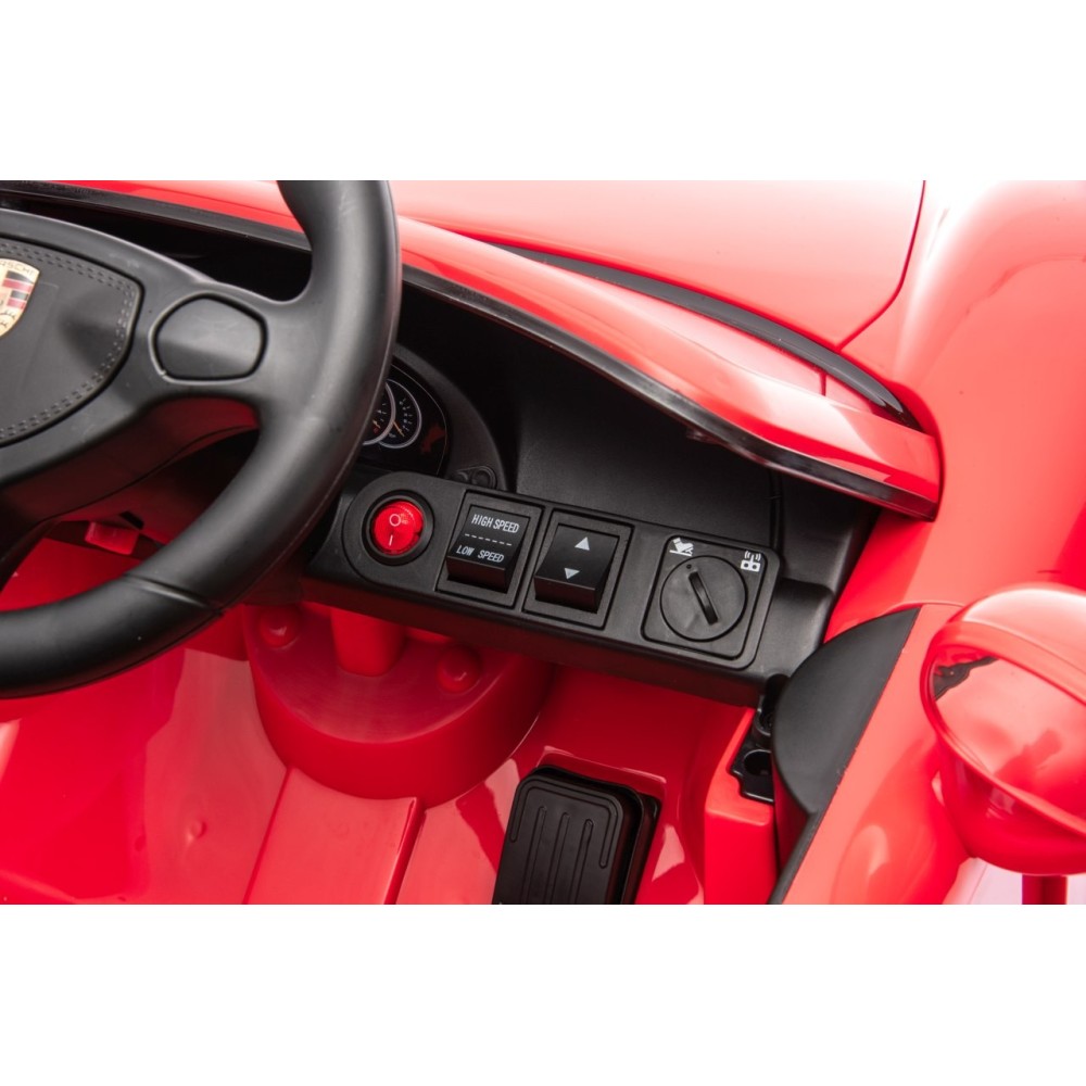 JOKO Elektrické autíčko Porsche 911 Carrera, penové kolesá, kožené sedadlo, červené