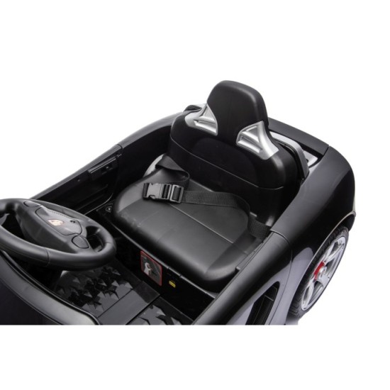 JOKO Elektrické autíčko Porsche 911 Carrera, penové kolesá, kožené sedadlo, čierne