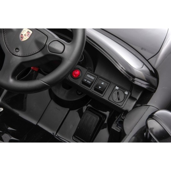 JOKO Elektrické autíčko Porsche 911 Carrera, penové kolesá, kožené sedadlo, čierne