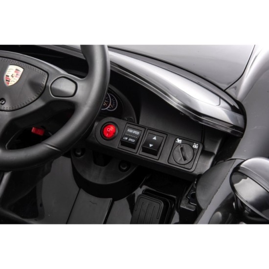 JOKO Elektrické autíčko Porsche 911 Carrera, penové kolesá, kožené sedadlo, čierne