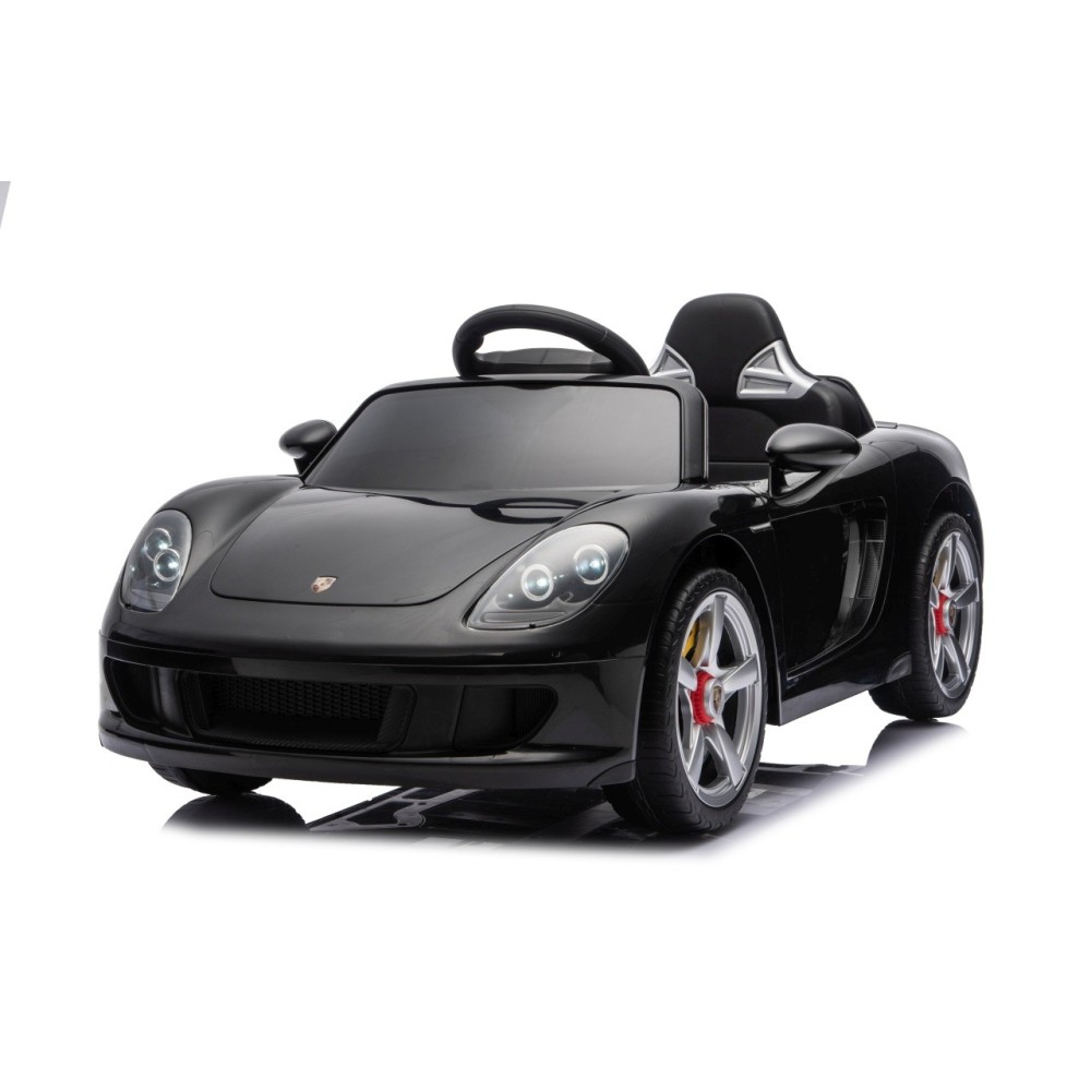 JOKO Elektrické autíčko Porsche 911 Carrera, penové kolesá, kožené sedadlo, čierne