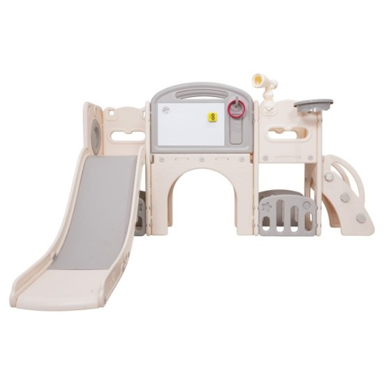 JOKO Detské Ihrisko so šmýkačkou a Tabuľou 5v1 + basketbalový kôš, ďalekohľad, fixy, lopta, hádzacie kruhy