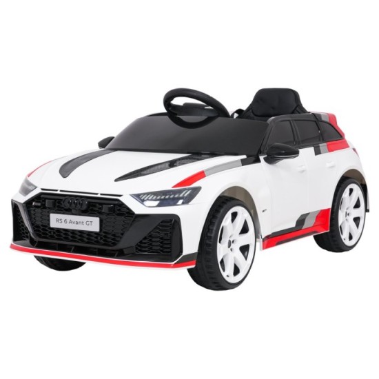 JOKO Elektrické autíčko Audi RS6 Avant GT, penové kolesá, kožené sedadlo, biele