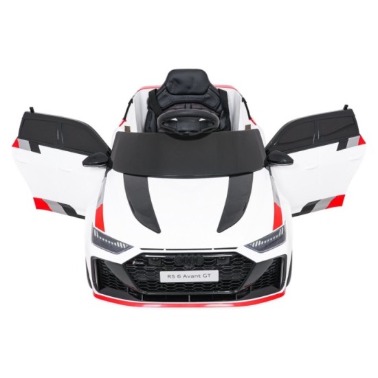 JOKO Elektrické autíčko Audi RS6 Avant GT, penové kolesá, kožené sedadlo, biele
